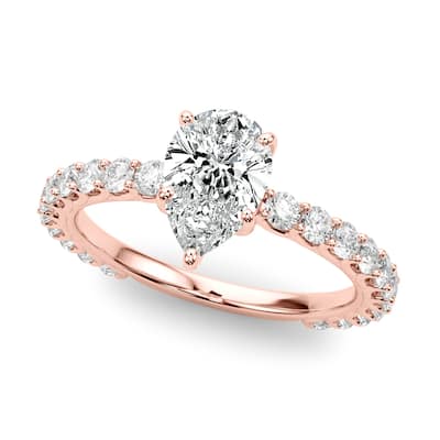 Auriya 14k Rose Gold Lab Grown Pear Diamond Engagement Ring 0.50 to 5.00 ct. tw. (F-G VS)