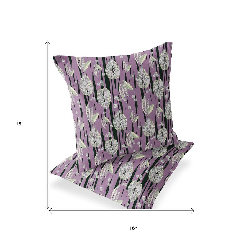 HomeRoots Set of Two 16" X 16" Pink and Black Blown Seam Botanical Indoor Outdoor Throw Pillow - 16.00' X '16.00' X '5.00
