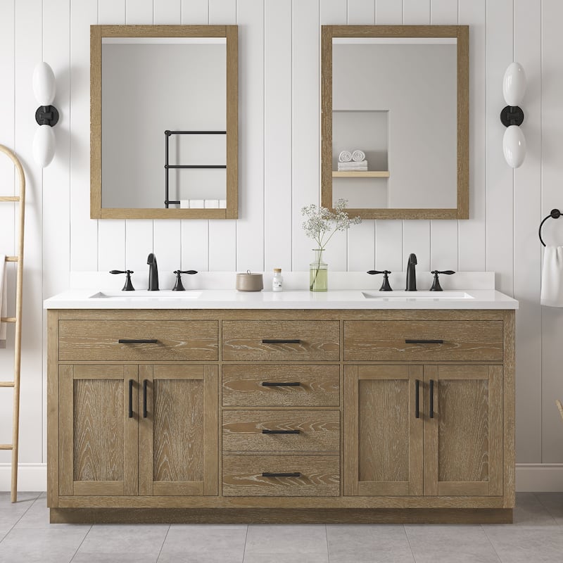 OVE Decors Bailey Bathroom Vanity with Power Bar - 72" - Driftwood Oak