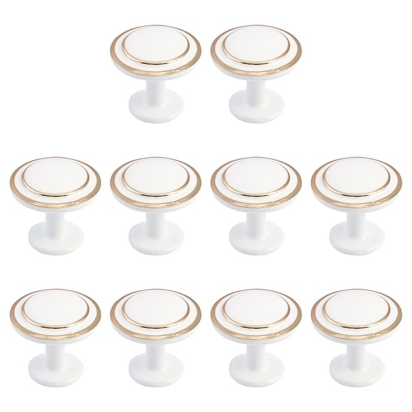 10pcs Drawer Knobs Zinc Alloy 31mm Metal Round Knobs Pull Handle for Furniture Cabinet Cupboard Wardrobe Dresser White