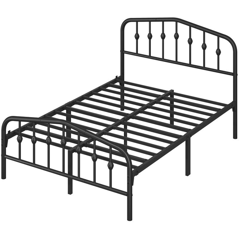 Yaheetech Bed Frame with Arched Headboard Modern Metal Bed Frame with Heavy Duty Slat Support
