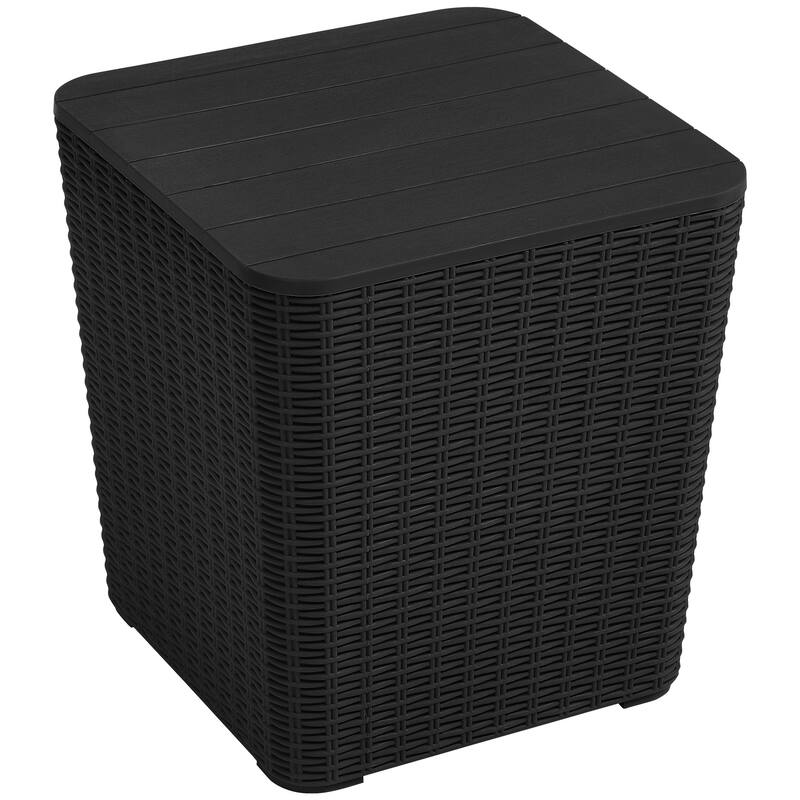 11.5 Gallon Outdoor Storage Waterproof Deck Box - 13.4 in. L x 15.3 in. W x 16.3 in. H - rattan-look