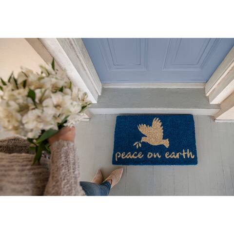 Entryways Peace on Earth Handwoven Coconut Fiber Doormat