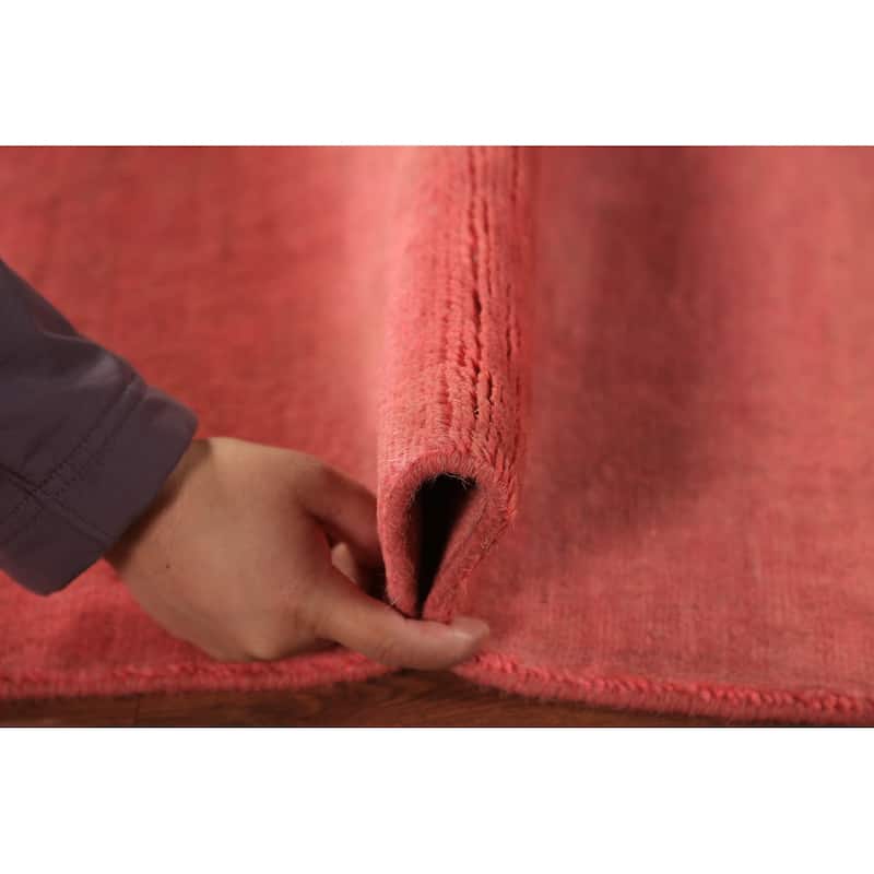 Pink Gabbeh Modern Rug Handmade Solid Wool Carpet - 2'8" x 4'1"