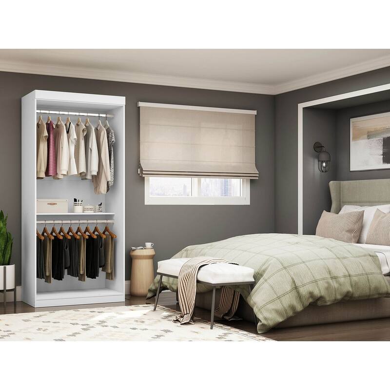 Manhattan Comfort Mulberry 35.9 Open Double Hanging Modern Wardrobe Closet with 2 Hanging Rods