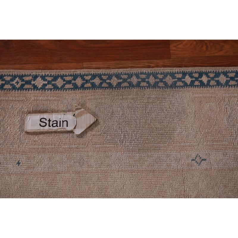 Hand Knotted Oriental 100% Wool Carpet Transitional Geometric Peach Oushak Runner Rug - 13' 8'' X 2' 4''
