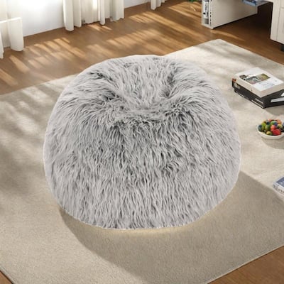 Faux Fur Bean Bag Chair with Plush Lounge with High-Density Foam