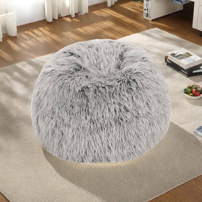 Faux Fur Bean Bag Chair with Plush Lounge with High-Density Foam