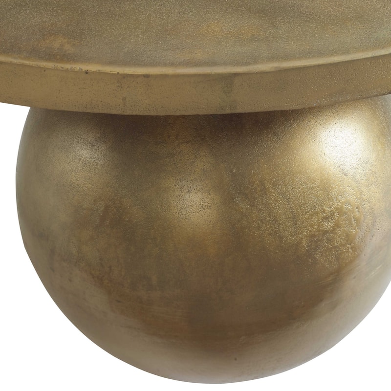 Triplet Sphere Base Round Coffee Accent Table - 38" - Antique Brass Finish