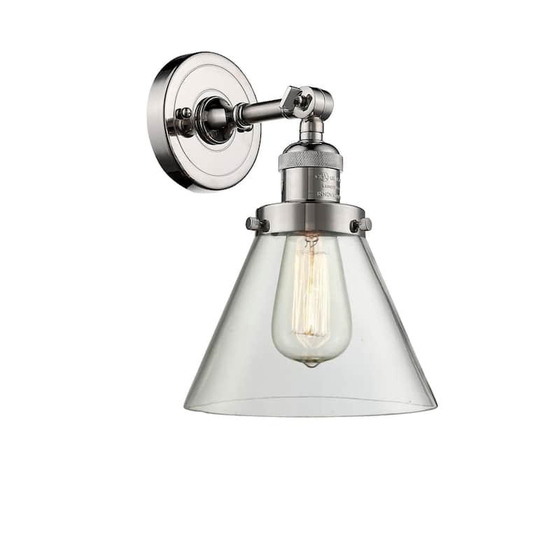 Innovations Lighting Large Cone Single Light 10" Tall Bathroom Sconce