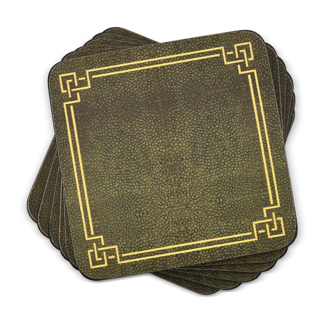 Pimpernel Set of 6 Shagreen Leather Coasters - 4 Inches Sq.