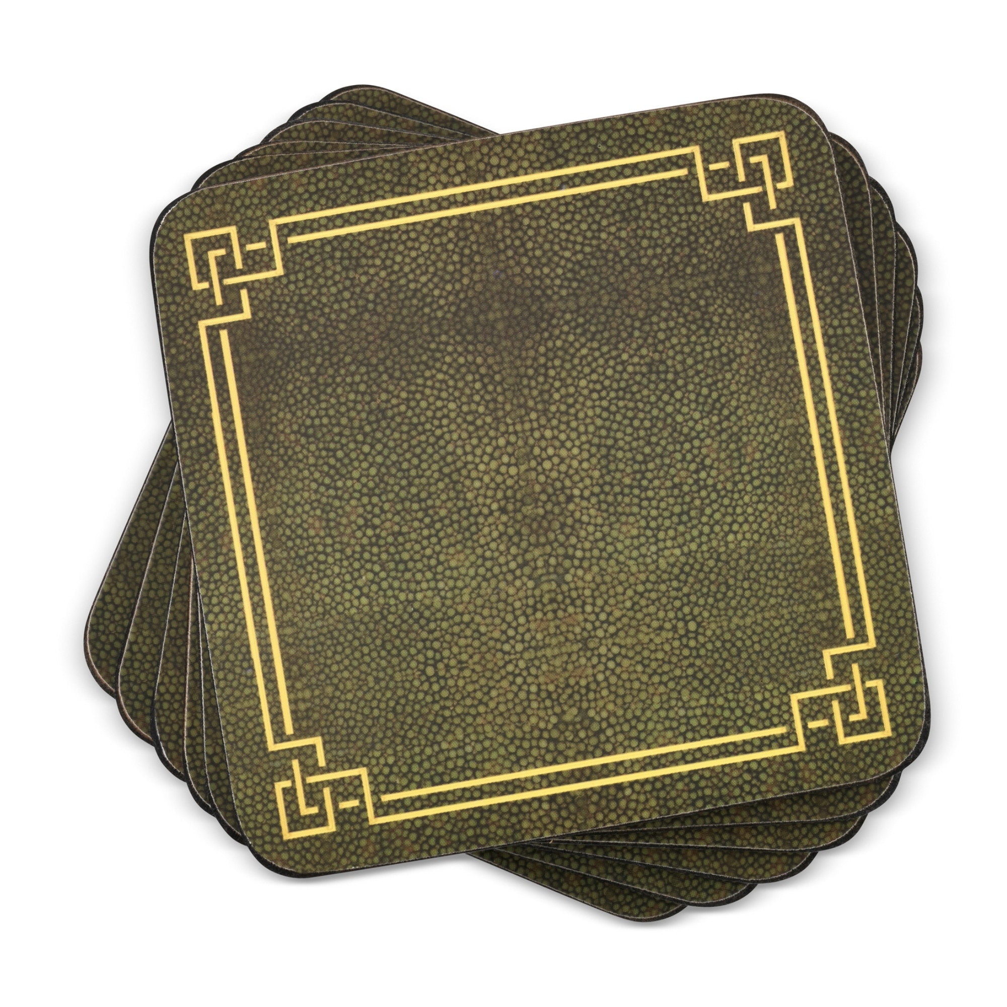 Pimpernel Set of 6 Shagreen Leather Coasters - 4 Inches Sq.