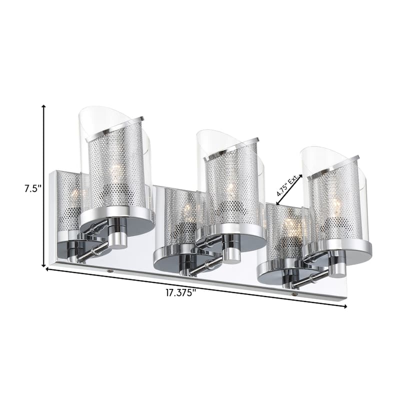 Varaluz So Inclined 3-Light Glass and Mesh Bathroom Vanity Light