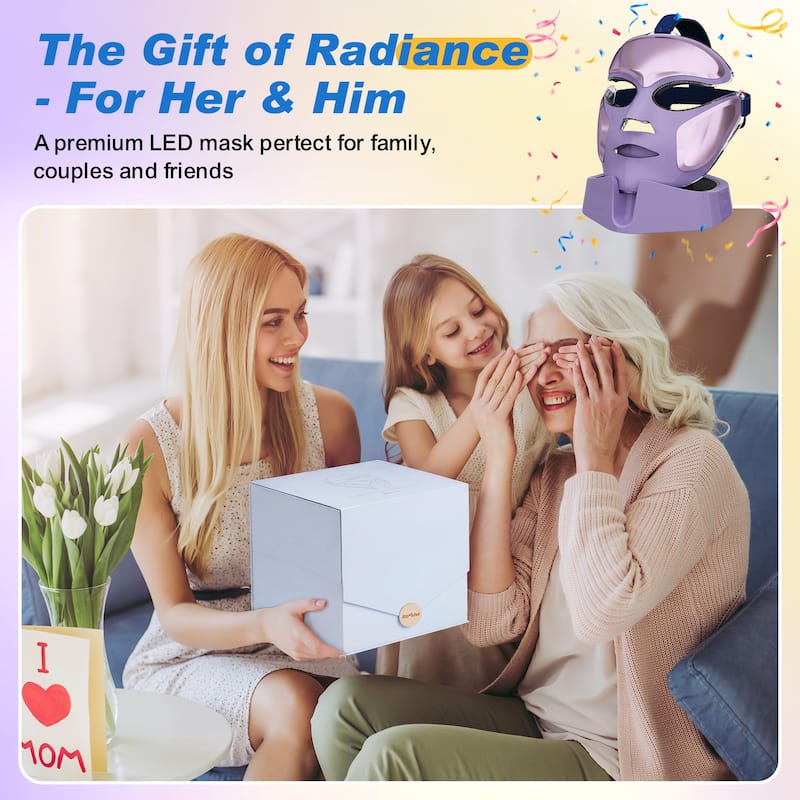 LED Face Mask Light Therapy, Electric Face Mask for Wrinkles & Acne Care