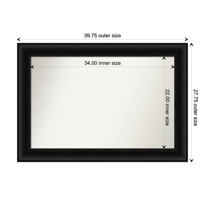 Parlor Black Framed Non-Beveled Custom Wall Mirror, Bathroom Vanity Mirror - Outer Size: 39.75 x 27.75