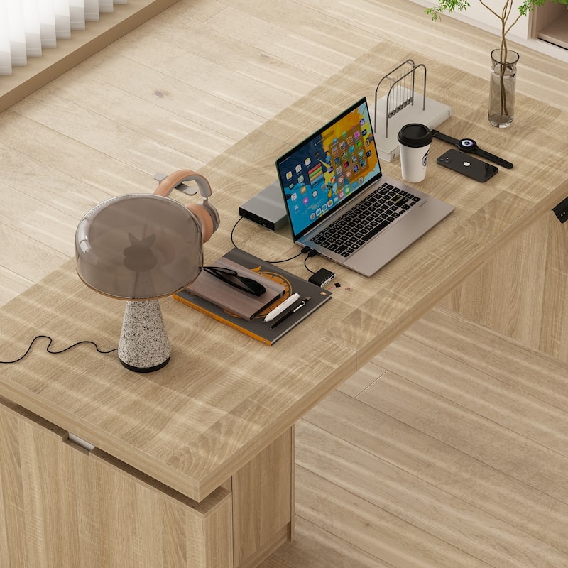 70.9"W Dining Table White Adjustable Workstation Desk Modern Office Desk Height Adjustable Standing Desk Kitchen Island