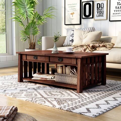 DH BASIC Mission Wood 46-Inch Lift Top Coffee Table