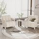 preview thumbnail 3 of 26, Roomfitters Modern Minimalist Leisure Armchair with L-Shaped Armrests and Polyester Upholstery White (Set of 2)