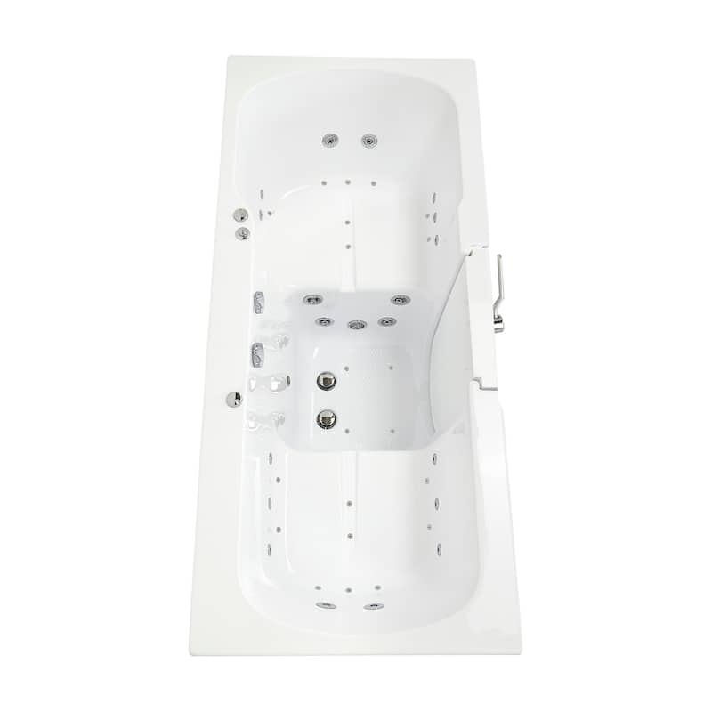 Ella Big4Two 36"x80" Hydro&Air&Foot Massage Acrylic Two Seat Walk-In-Bathtub, Outward swing Door, No Faucet, 2" Dual Drain