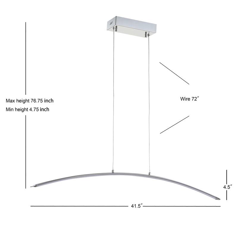 Nathaniel 41.5" Dimmable Adjustable Integrated LED Metal Linear Pendant, by JONATHAN Y