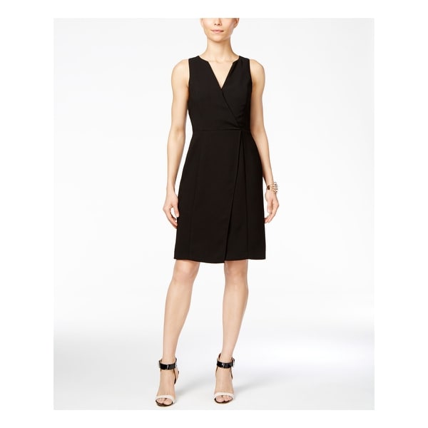 sleeveless faux wrap dress