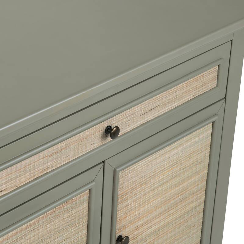 35.75 in. Gray Solid Wood 1 Drawer 2 Door Media Credenza_Accent Cabinet