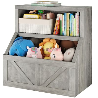 Kids Bookshelf and Toy Storage, Wooden Bookcase with Storage Cabinet and Toy Shelf