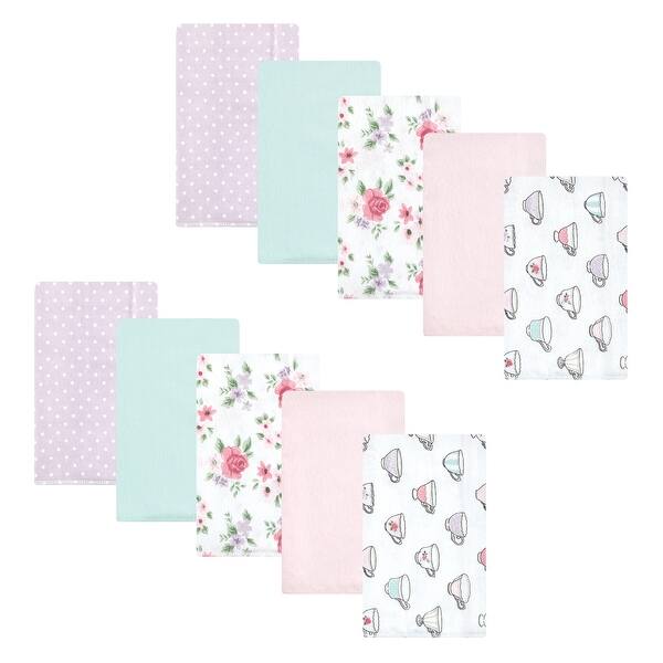 slide 1 of 1, Hudson Baby Infant Girl Cotton Flannel Burp Cloths, Tea Party, One Size - Tea Party - One Size One Size - Tea Party