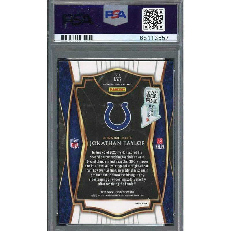 Jonathan Taylor 2020 Panini Select Silver Prizm Rookie Card #153 Auto PSA 10 C - 8'6" x 11'6"