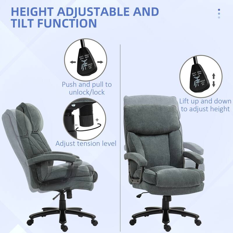 Large Size Office Chair Heavy Duty High Back Office Chair Executive Computer Chair with Swivel Wheels, for Home Office