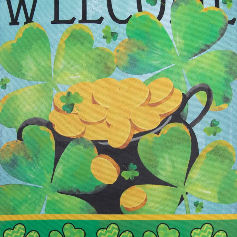 Pot of Gold "Welcome" St. Patrick 's Day Garden Flag 12.5" x 18"