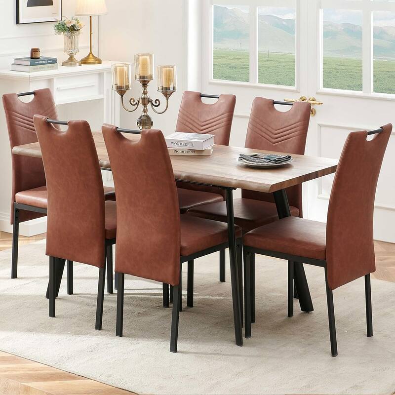Howtai Upholstered PU Leather Home Kitchen Dining Chairs