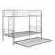preview thumbnail 4 of 11, Silver Twin over Twin Metal Bunk Bed with Trundle and Fence