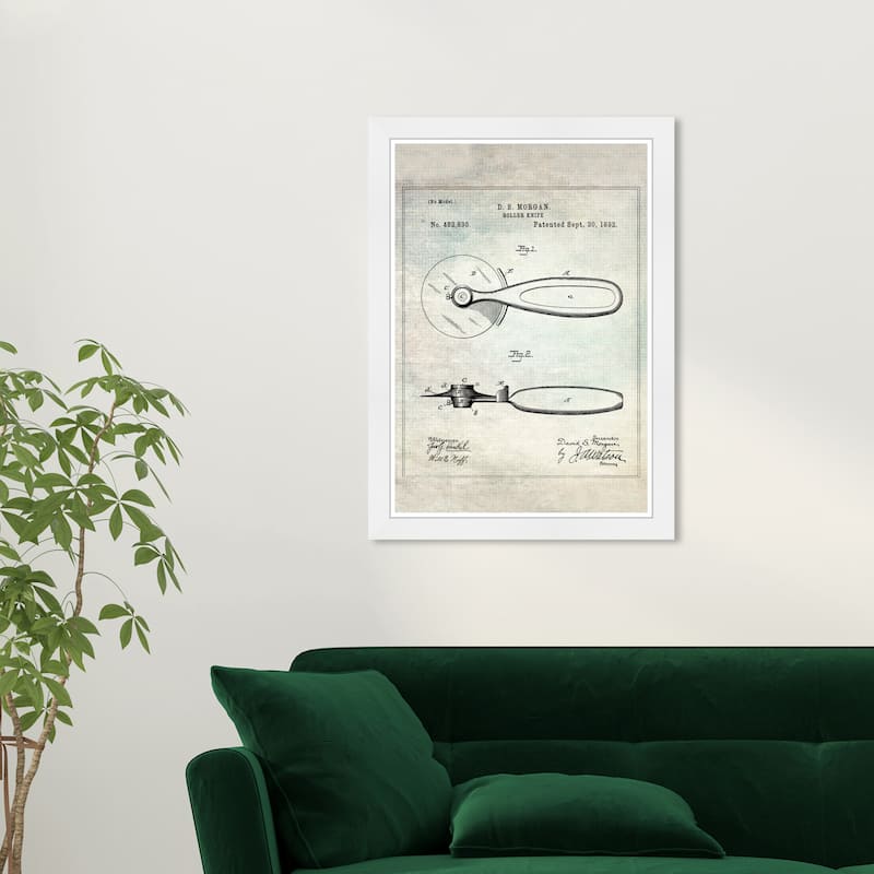 Wynwood Studio Prints Food and Cuisine Roller-knife 1892 White and Off-white Industrial Wall Art Canvas Print - White