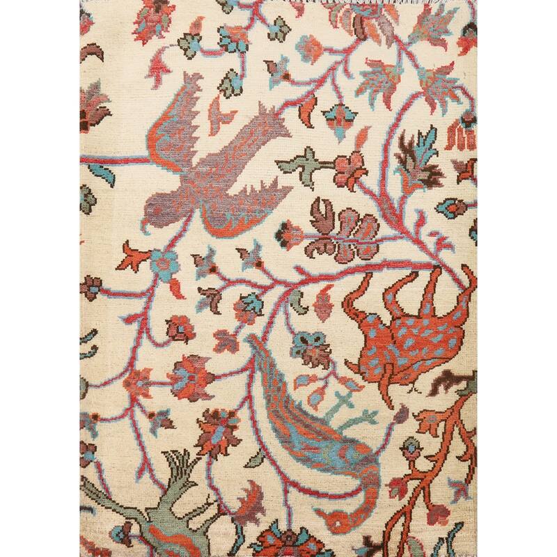 Hand Knotted Oriental 100% Wool Carpet Traditional All-Over Beige & Ivories Kazak Area Rug - 3' 0'' X 2' 0''