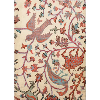 Animals Design Ivory Kazak Foyer Rug Hand-Knotted Wool Carpet - 2'0" x 3'0"