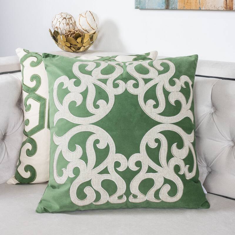 Vintage Vine Pattern Throw Pillow with Velvet Cover 20x20 Inches