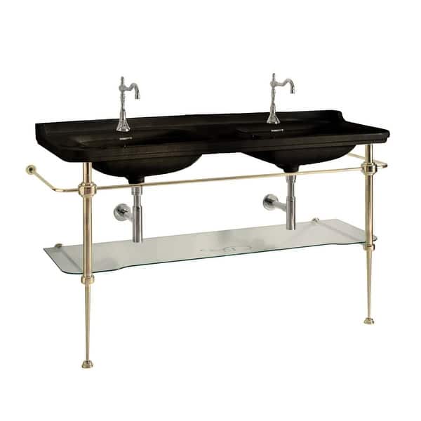 slide 1 of 1, WS Bath Collections Waldorf 4143K5.01+9195K2 Waldorf 59-1/8" Glossy Black, Polished Gold