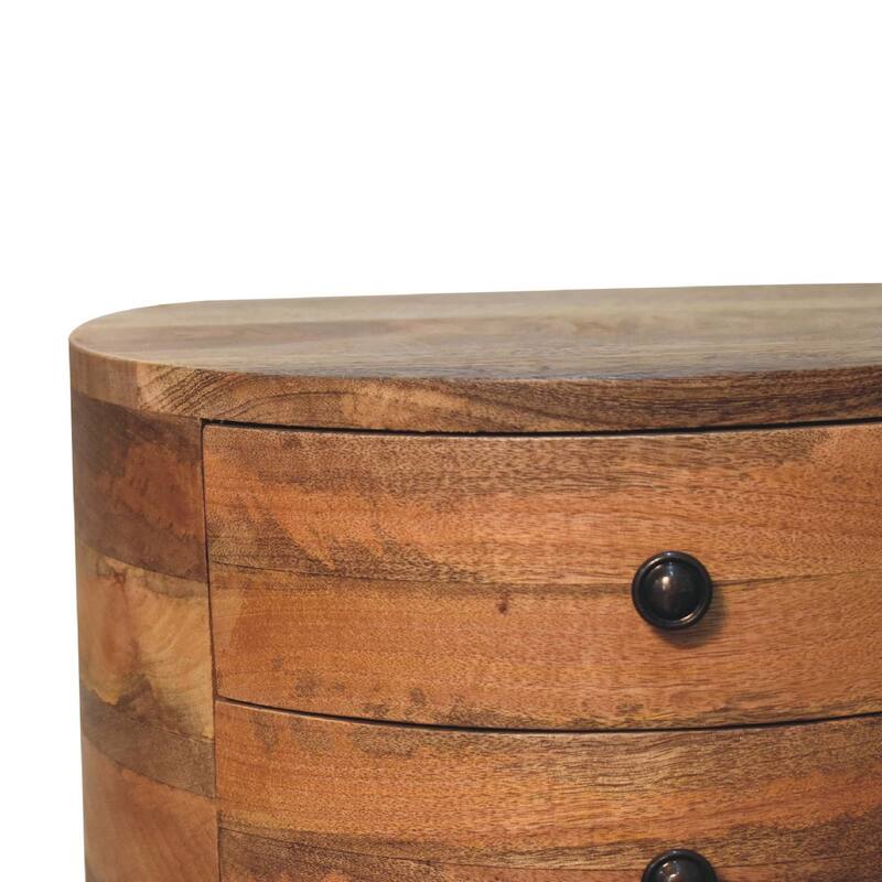 HomeRoots 20" Brown And Oak Solid Wood Oval Two Drawer Nightstand
