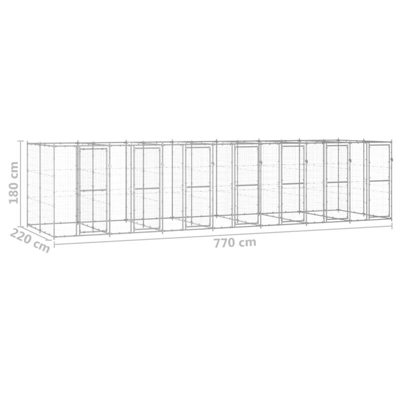 vidaXL Outdoor Dog Pen Pet Crate Kennel Cage Playpen House for Yard Steel