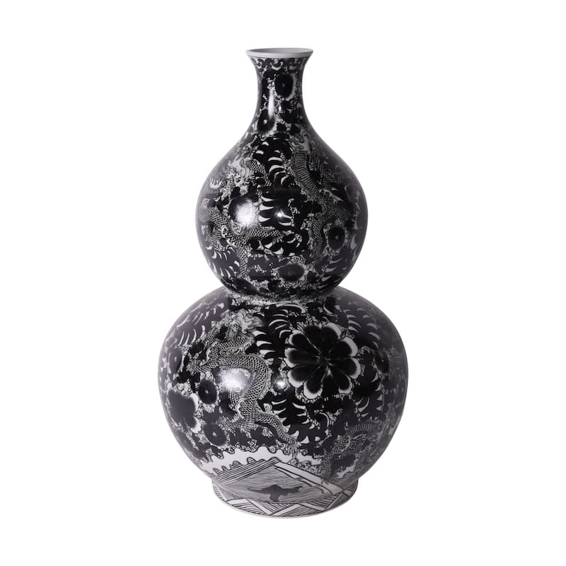 Black Dragon Gourd Vase