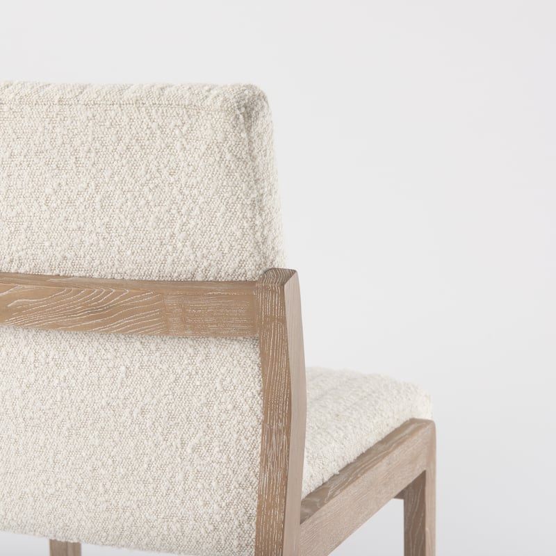 Tahoe Cream Boucle Fabric Seat With Light Brown Solid Wood Frame Armless Dining Chair - 20"W x 24.8"D x 33.6"H