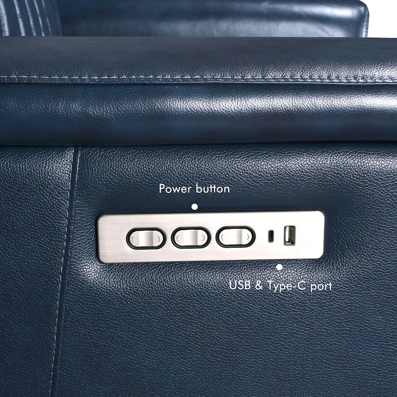 7PCS, 2 Power Recliners, Leather Reclining Sectional with Power Headrest