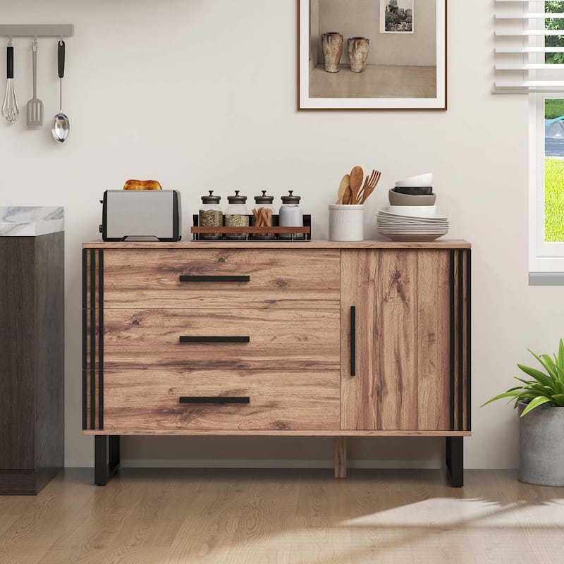 Costway Vintage Accent Cabinet Sideboard Cabinet with 3 Drawers, 1 - See Details
