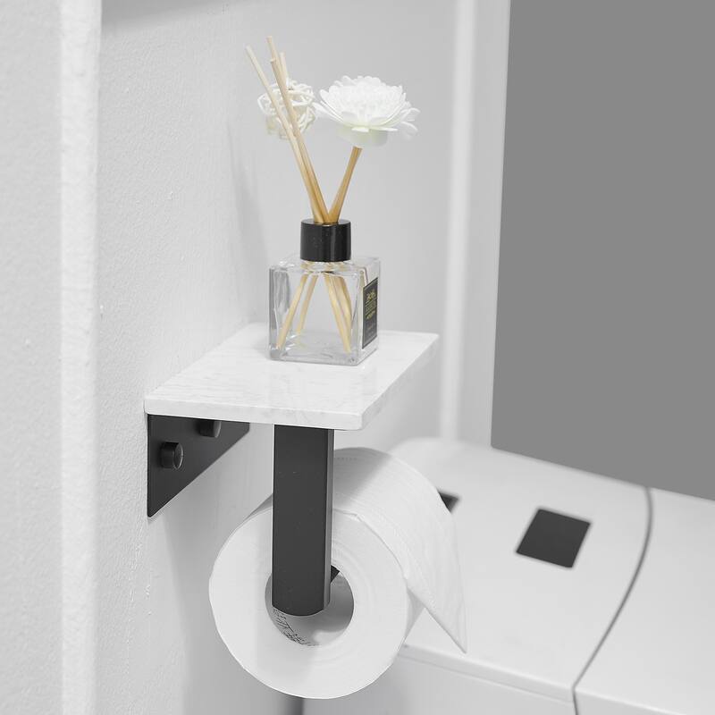 Toilet Paper Holder with Marble Shelf