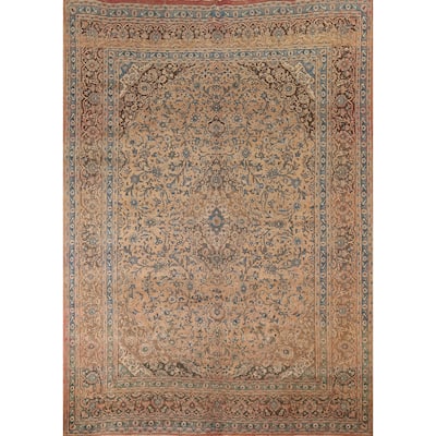 Traditional Mashad Vintage Persian Rug Hand-Knotted Wool Carpet - 9'8" x 12'5"