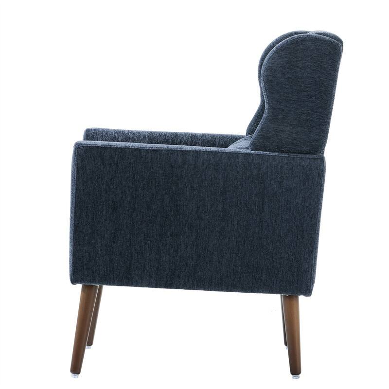 Modern Chenille Upholstered Armchair with Pillow and Solid Wood Leg