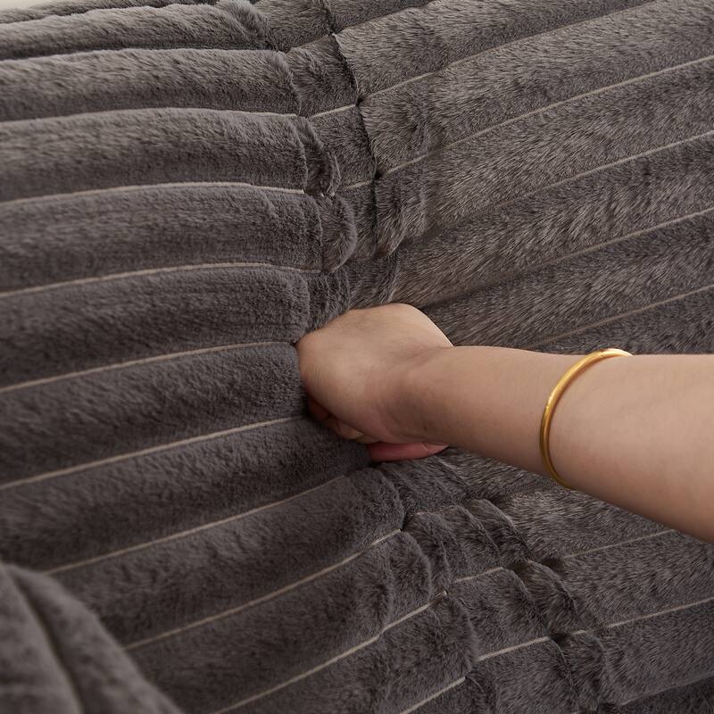 Rossetta 50"L Modern Backrest Pillow Design Fluffy Corduroy Sponge Single Sofa, No Assembly Required