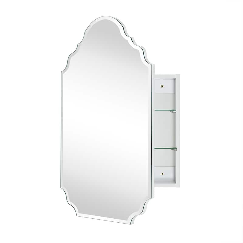 TEHOME Frameless Irregular Medicine Cabinet with Beveled Mirror - 20" x 30"