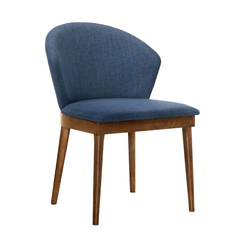 5 Piece Dining Set with Curved Side Chairs, Brown and Blue